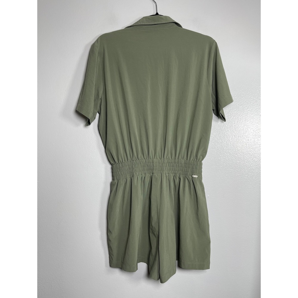 VUORI Villa Romper Small Olive Green Pleated Shorts Jumpsuit Stretch Travel - Picture 4 of 9